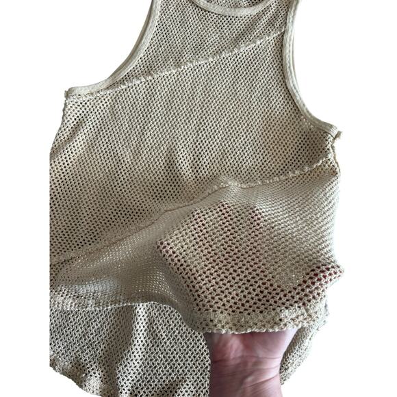 FREE PEOPLE SHORE SIDE MESH OVERSIZED MUSCLE TANK SIZE LARGE NWOT 100% COTTON - Picture 5 of 8